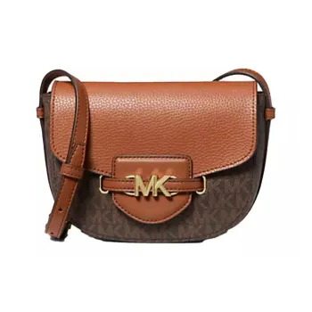 MICHAEL KORS PVC Saddle Bag Shoulder Bag Crossbody Bag Small Size Women's Brown & Coffee