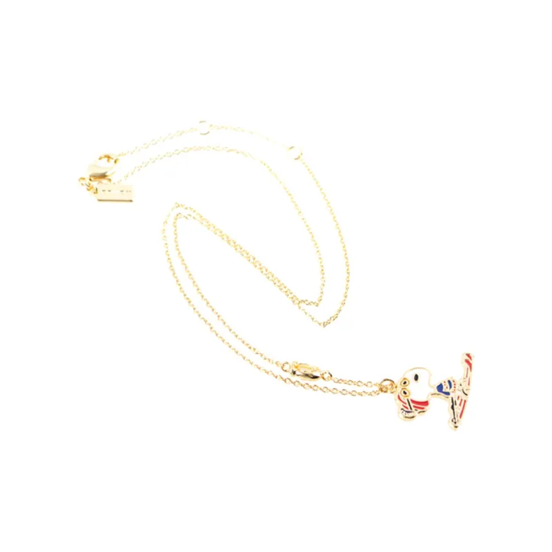 COACH Metal Enamel Glass Cubic Zirconia Necklaces Unisex Gold-3