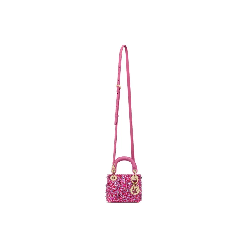 DIOR Lady Dior Embroidery Dior Bag Shoulder Bag Crossbody Bag Handbag Extra Mini Women's Pink-1