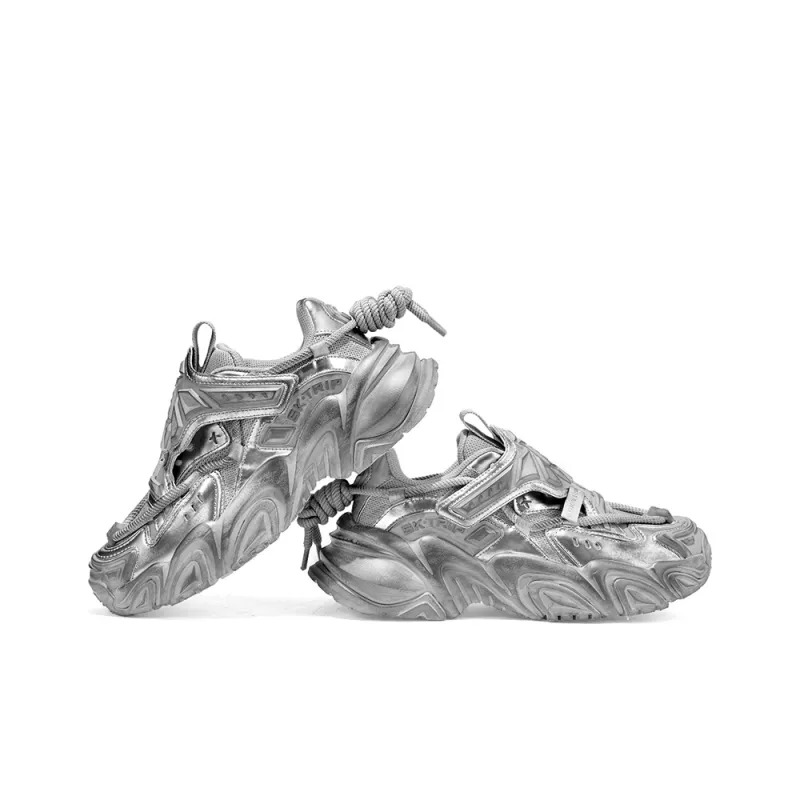 SK.TRIP Mecha Wear-Resistant Height Increasing Low-Top Chunky Sneakers Unisex Titanium Gray-5