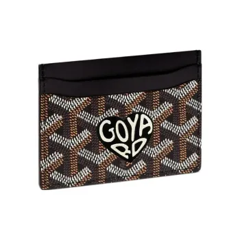 GOYARD Saint-Sulpice Canvas With Leather Dog's Teeth Card Clip Card Holder Unisex Black Spells Black Little Hearts