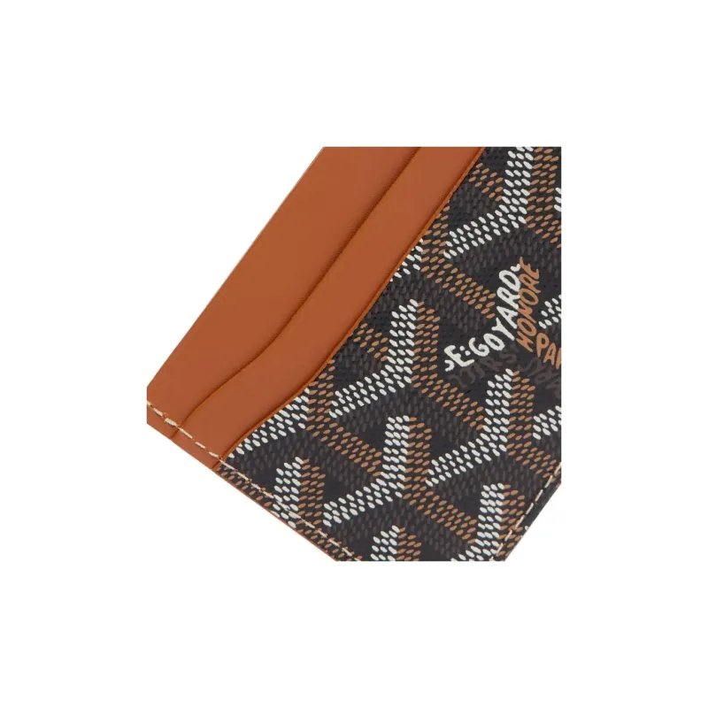 GOYARD Saint-Sulpice Canvas With Leather Dog's Teeth Card Clip Card Holder Unisex Tan & Light Green Small Heart-1