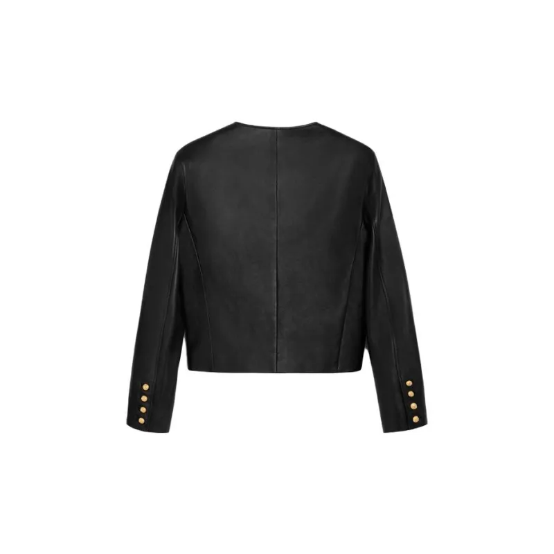 CELINE Leather Jacket Women's Black-1