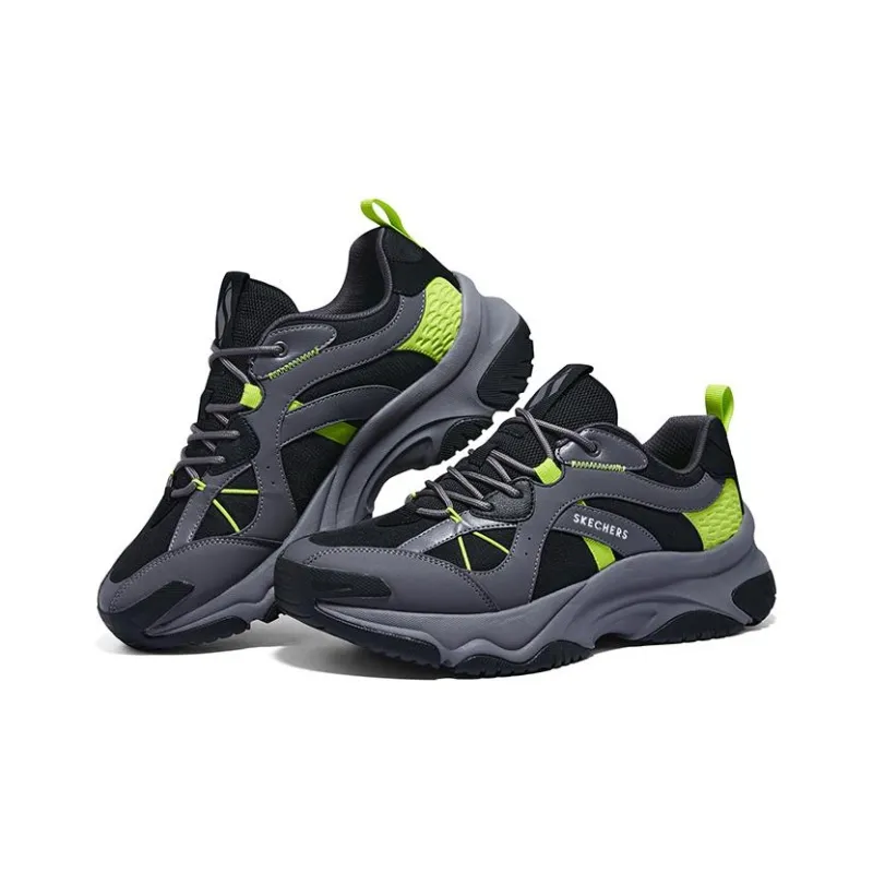 Skechers Street Wear resistant And Lightweight Low Top Running Shoes Men's Gray Black-3