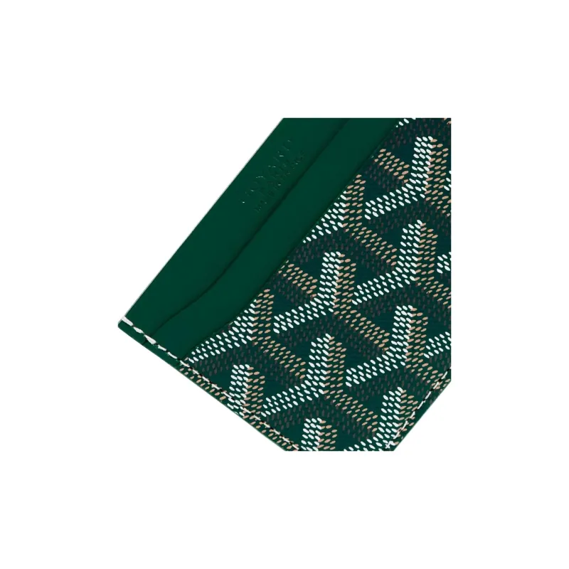 GOYARD Saint-Sulpice Canvas With Leather Dog's Teeth Card Clip Card Holder Unisex Green And Gray Small Heart-2