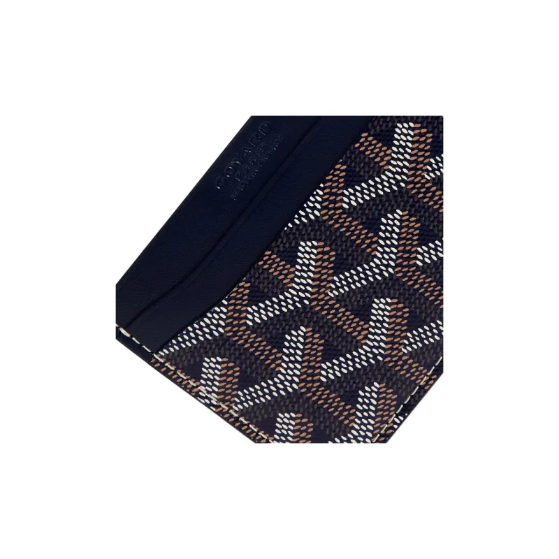 GOYARD Saint-Sulpice Canvas With Leather Dog's Teeth Card Clip Card Holder Unisex Navy Blue Spell Orange Little Heart-2
