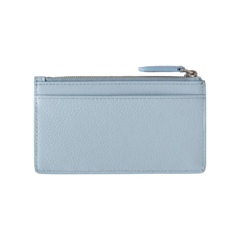 Mulberry Small-Grained Leather Patchwork Soft Cow Leather Card Holder Women's Poplin Blue-1
