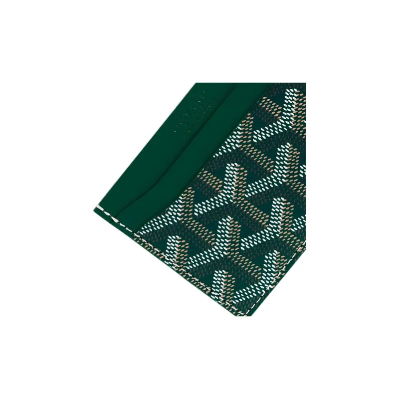 GOYARD Saint-Sulpice Canvas With Leather Dog's Teeth Card Clip Card Holder Unisex Green Stitch Green Small Heart-2