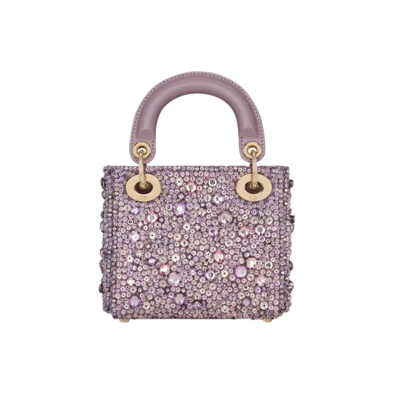 DIOR Lady Dior Embroidery Dior Bag Shoulder Bag Crossbody Bag Handbag Extra Mini Women's Purple-3