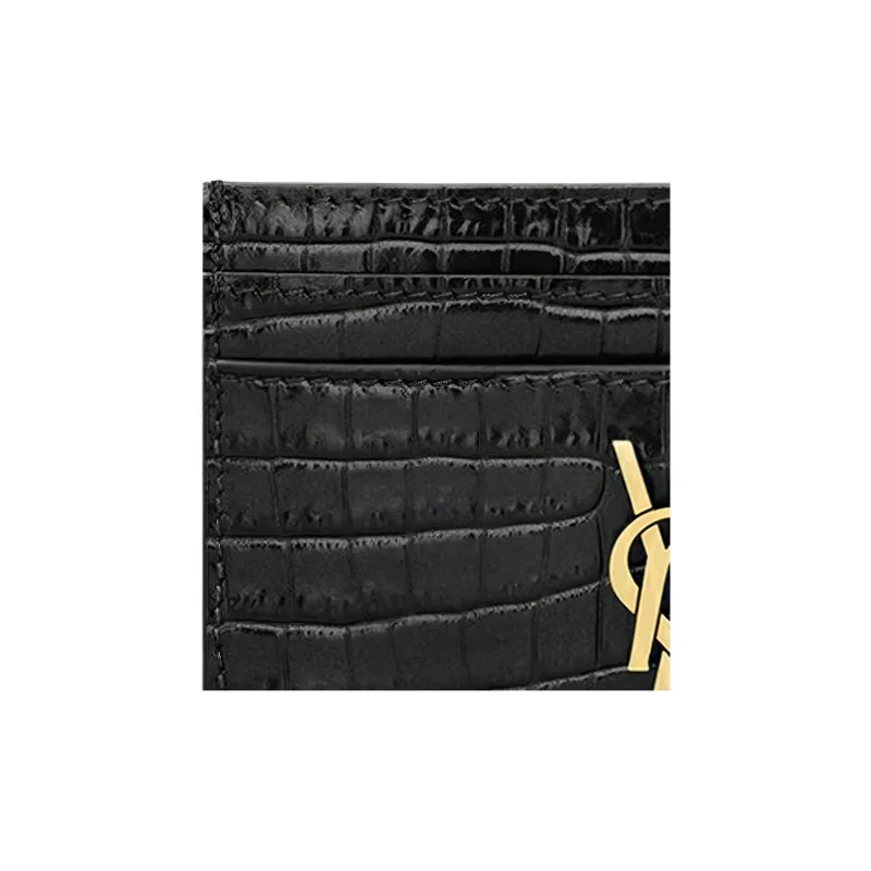 SAINT LAURENT CASSANDRE Cow Leather Wallet, Card Holder Women's Black-3