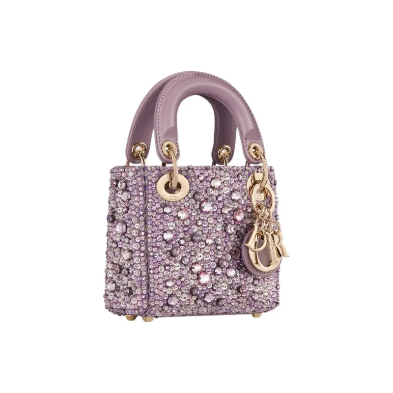 DIOR Lady Dior Embroidery Dior Bag Shoulder Bag Crossbody Bag Handbag Extra Mini Women's Purple-2