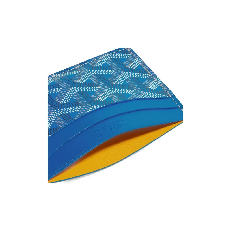GOYARD Saint-Sulpice Canvas With Leather Dog's Teeth Card Clip Card Holder Unisex Sky Blue Spell Purple Small Heart-1