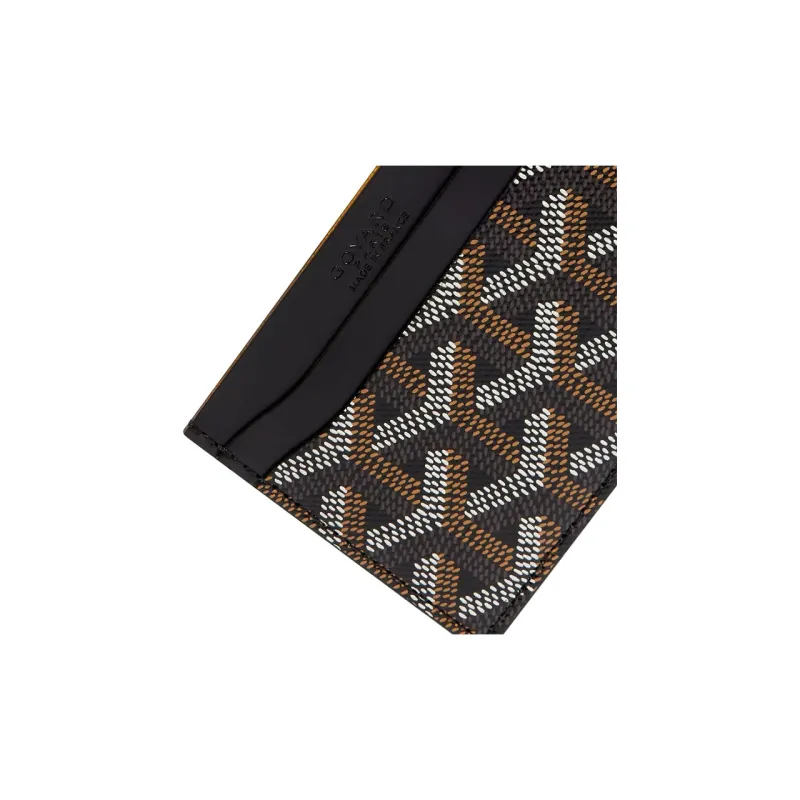 GOYARD Saint-Sulpice Canvas With Leather Dog's Teeth Card Clip Card Holder Unisex Black Spell Purple Small Hearts-1