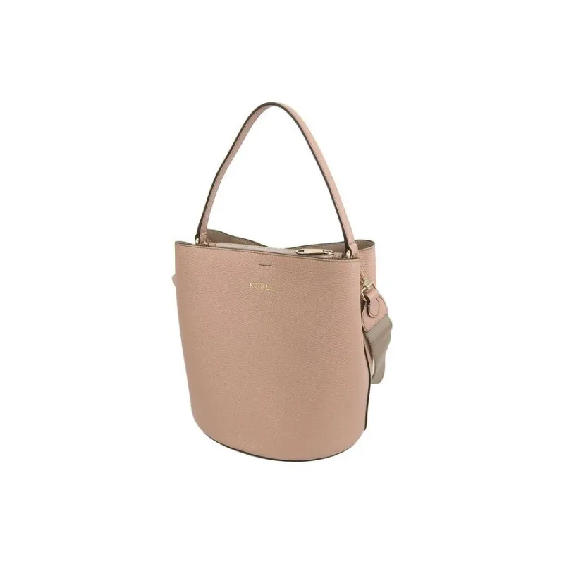 Furla Danae Leather Bucket Bag, Portable Crossbody Bag, Shoulder Bag Women's Moonstone Pink-3