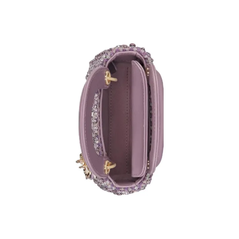 DIOR Lady Dior Embroidery Dior Bag Shoulder Bag Crossbody Bag Handbag Extra Mini Women's Purple-4