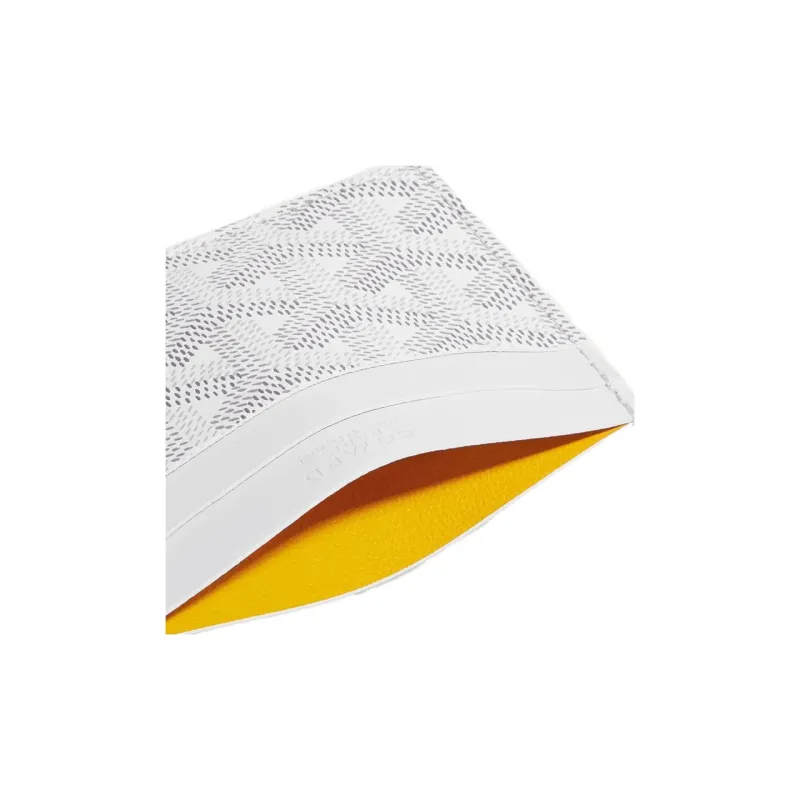 GOYARD Saint-Sulpice Canvas With Leather Dog's Teeth Card Clip Card Holder Unisex White Spells Black Small Hearts-1