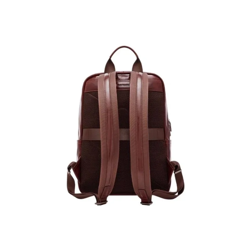 Hush Puppies Cow Leather Laptop Backpack Men's Coffee-2
