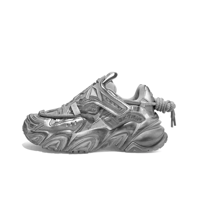 SK.TRIP Mecha Wear-Resistant Height Increasing Low-Top Chunky Sneakers Unisex Titanium Gray-1