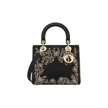 DIOR Lady Dior Calfskin Lady Dior Bag, Shoulder Bag, Crossbody Bag, Handbag Medium Size Women's Black