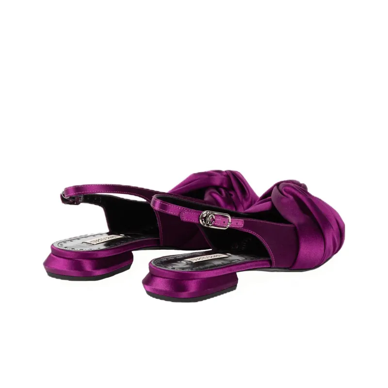Roberto Cavalli Knot-detail Satin Slingback Ballerinas-3