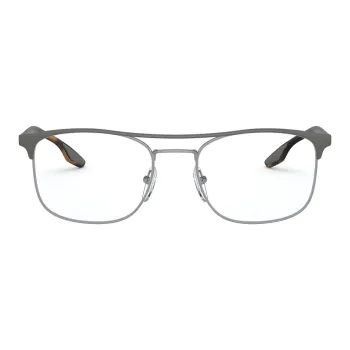 PRADA Plastic Metal Irregular Shape Eyeglass Frames Men's Gray