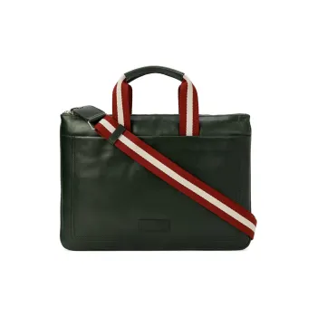 BALLY Leather Briefcase, Shoulder Bag, Crossbody Bag, Handbag Men's Dark Ink Green