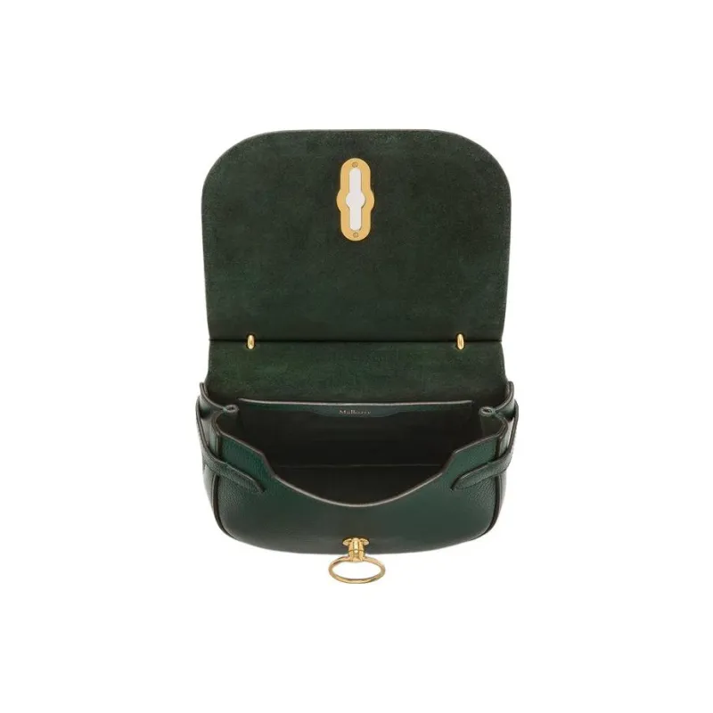 Mulberry Leather Shoulder Bag, Crossbody Bag Women's Green-3