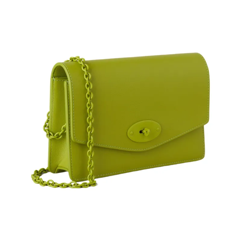 Mulberry Darley Grained Calfskin Crossbody Bag Shoulder Bag Small Size Women's Lime Green-1