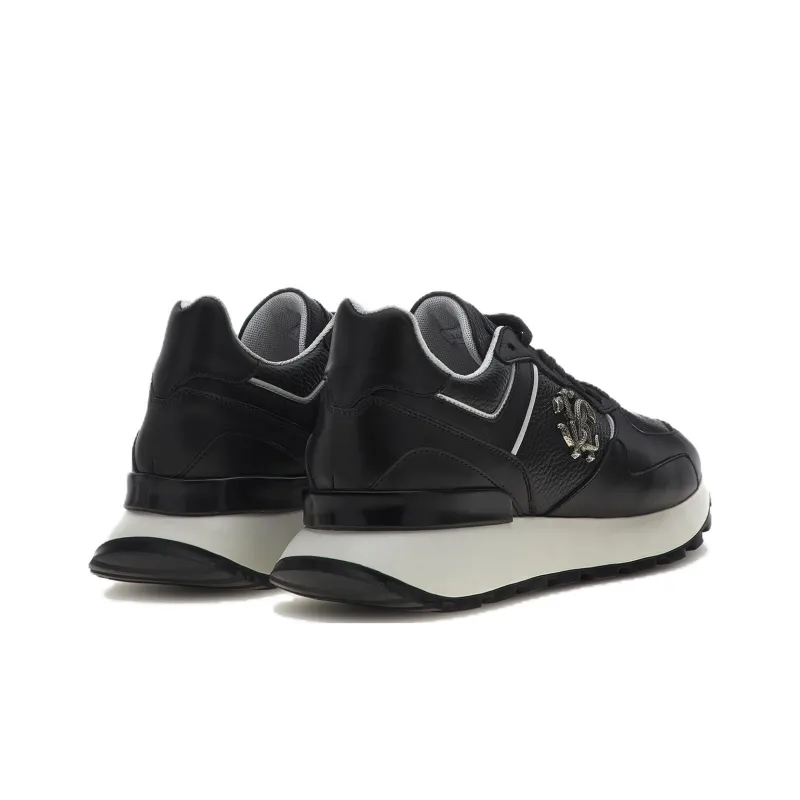 Roberto Cavalli Mirror Snake-embellished Leather Sneakers-4