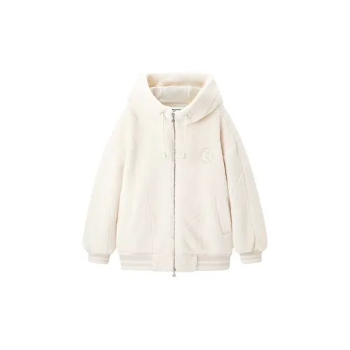 PEACEBIRD Cropped Coats Women's Off White