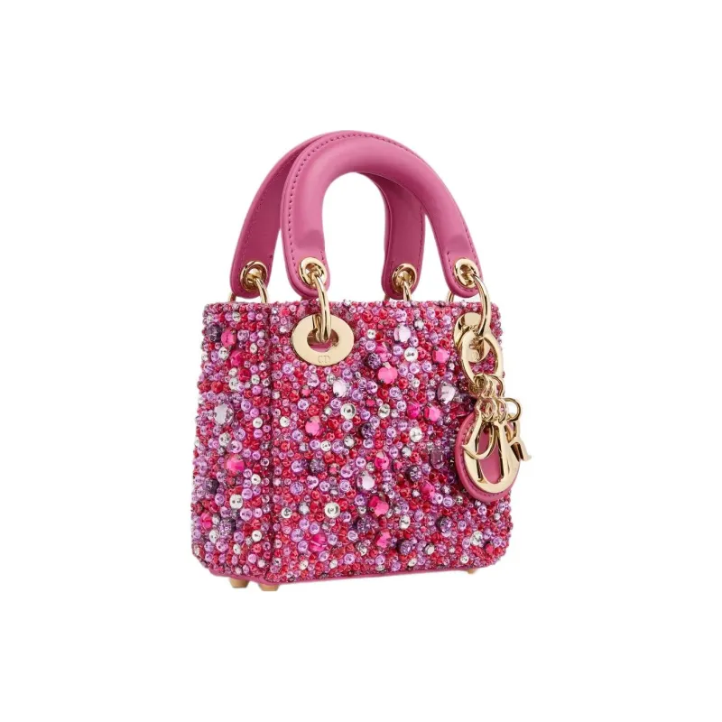 DIOR Lady Dior Embroidery Dior Bag Shoulder Bag Crossbody Bag Handbag Extra Mini Women's Pink-2