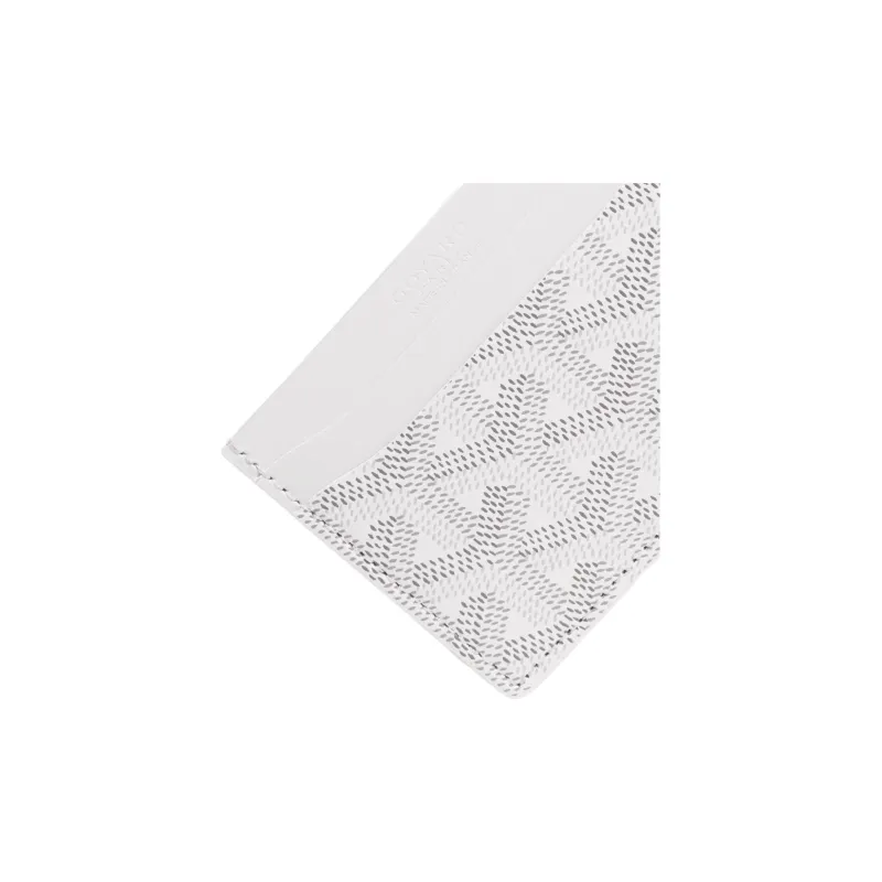 GOYARD Saint-Sulpice Canvas With Calfskin Card Clip Card Holder Unisex White With Pink Heart Design-2