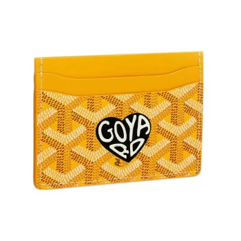 GOYARD Saint-Sulpice Canvas With Leather Dog's Teeth Card Clip Card Holder Unisex Yellow/Black Small Heart