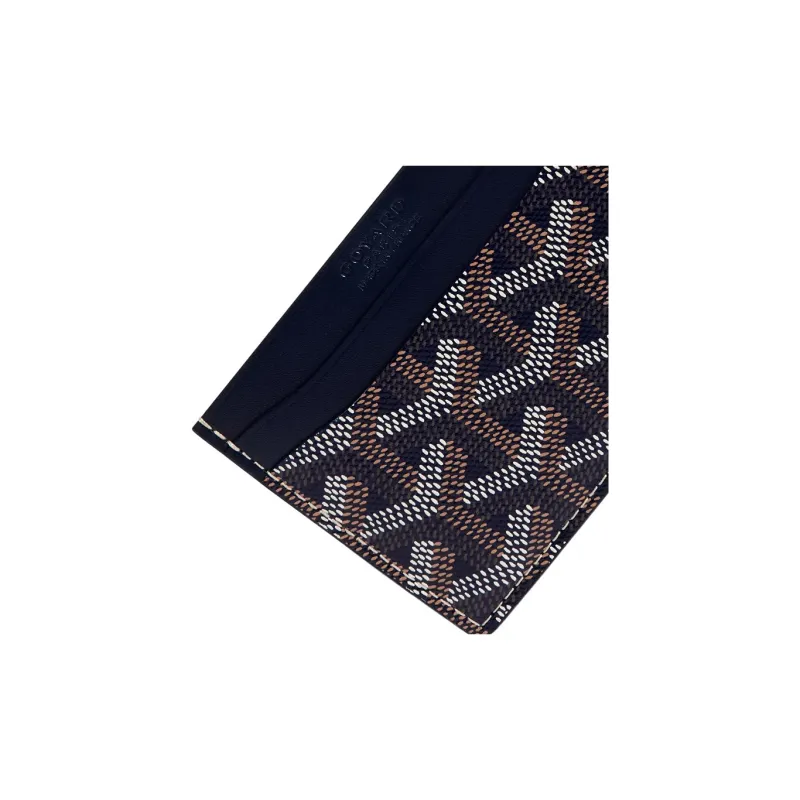 GOYARD Saint-Sulpice Canvas With Leather Dog's Teeth Card Clip Card Holder Unisex Navy Blue Spell Sky Blue Little Heart-2