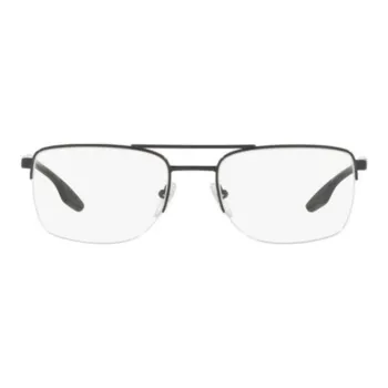 PRADA Metal Square Eyeglass Frames Unisex Black