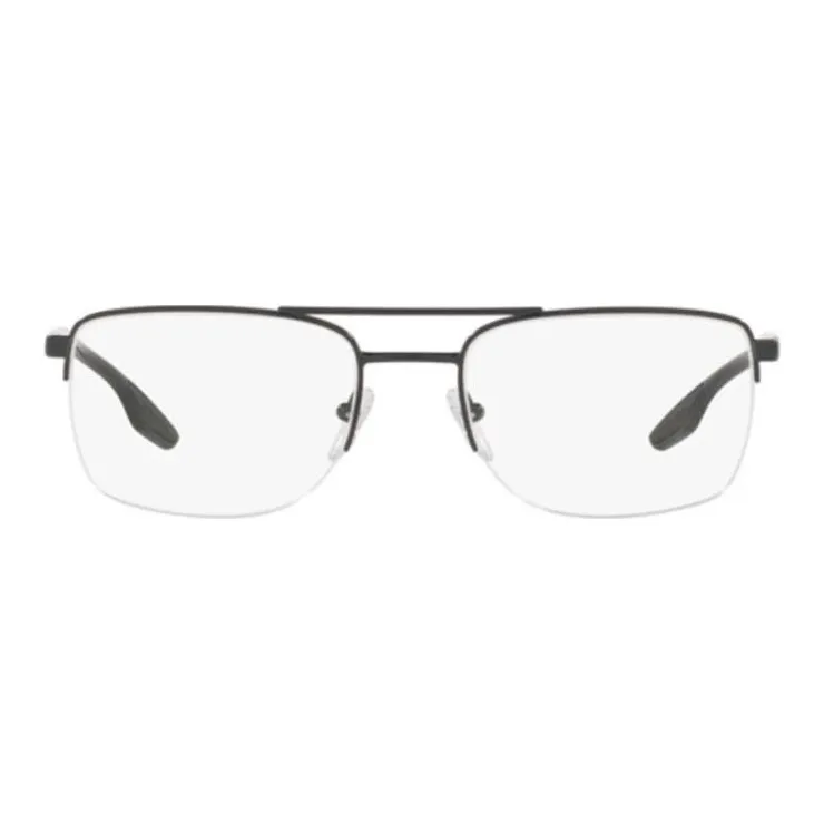 PRADA Metal Square Eyeglass Frames Unisex Black-0