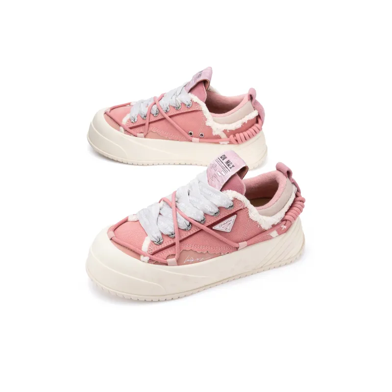 ON MAX Skateboard Shoes Unisex Low Top Pink/White-1