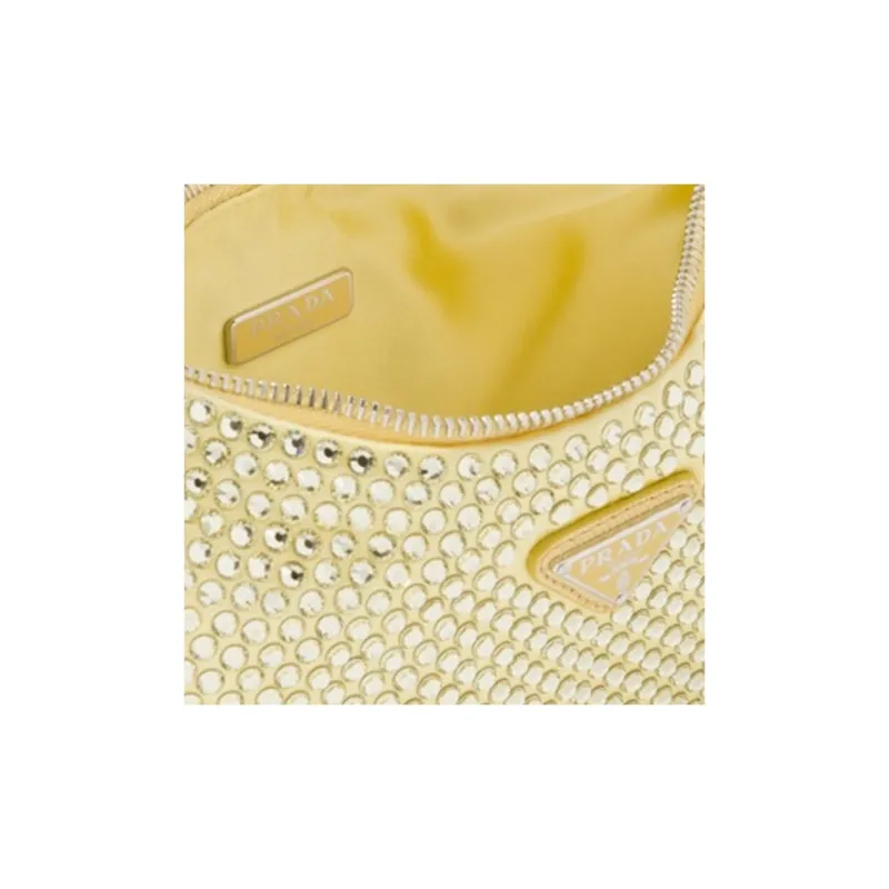 PRADA Re-Edition Fabric Rhinestone Bag Crossbody Bag Shoulder Bag Women's Pineapple Yellow-3