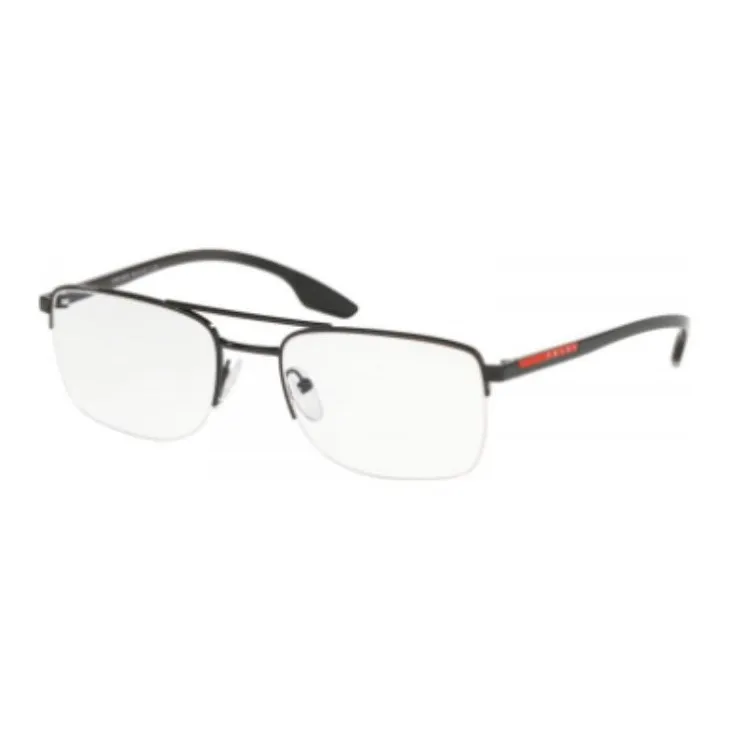 PRADA Metal Square Eyeglass Frames Unisex Black-1