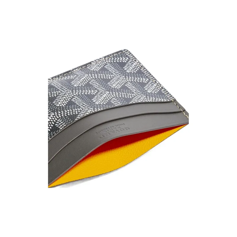 GOYARD Saint-Sulpice Canvas With Leather Dog's Teeth Card Clip Card Holder Unisex Gray Spell Light Green Small Hearts-1