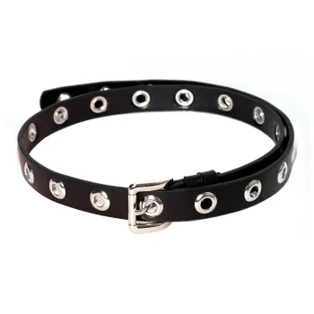 Balenciaga Stud Decoration Hoop Pin Buckle Leather Belts Women's Black Width: 2.5cm