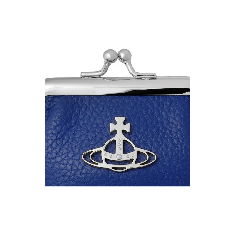 Vivienne Westwood Grain Leather Wallet Coin Purse Mini Unisex Blue-5