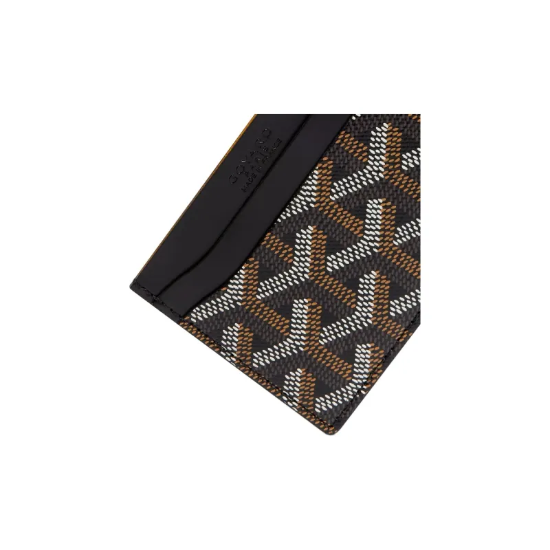 GOYARD Saint-Sulpice Canvas With Leather Dog's Teeth Card Clip Card Holder Unisex Black Spell Green Small Hearts-2