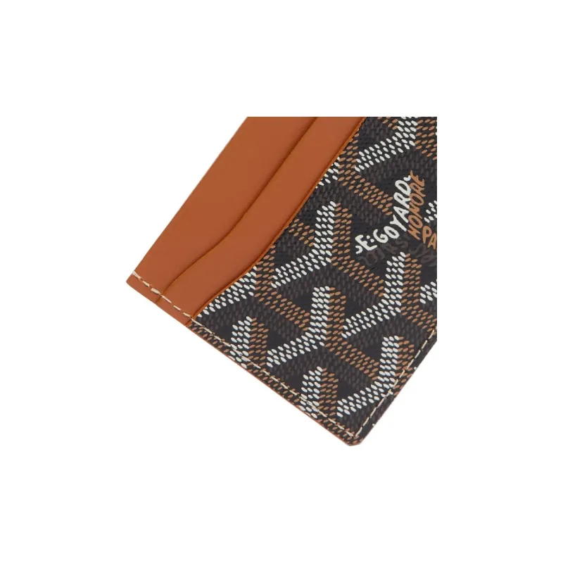 GOYARD Saint-Sulpice Canvas With Leather Dog's Teeth Card Clip Card Holder Unisex Tan & Purple Small Heart-1