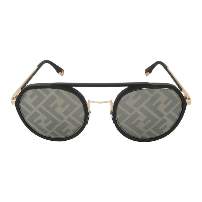 FENDI Plate And Metal Plastic Metal Aviator Sunglasses Men's Gold/Black-1
