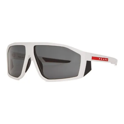 PRADA Acetate Irregular Shape Sunglasses Men's White