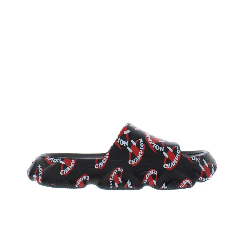 Champion Rubber Sole Slide Slippers Men's Black Red-1
