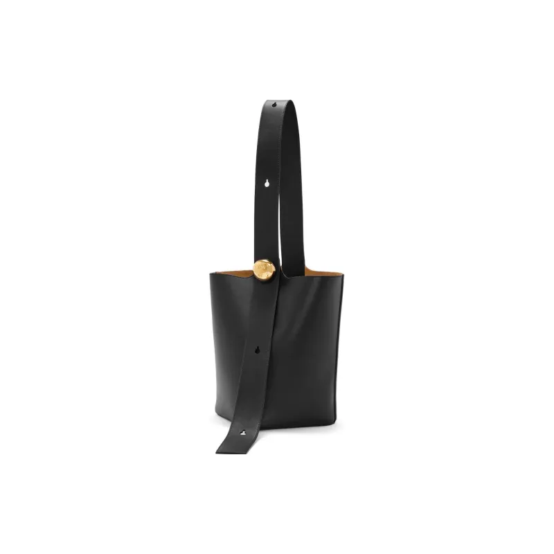 LOEWE Cow Leather Shoulder Bag Crossbody Bag Medium Size Unisex Black-0