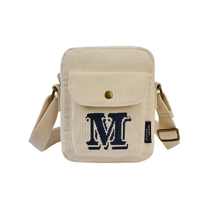 Mizuno Corduroy Crossbody Bag Shoulder Bag Regular Unisex Coconut Milk White-0