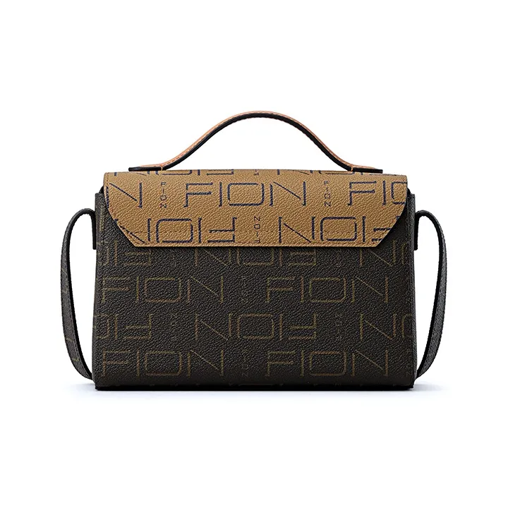 FION Artificial Leather Handbag Shoulder Bag Crossbody Bag Medium Size Women's Coffee/Tea/Caramel/Coffee-7